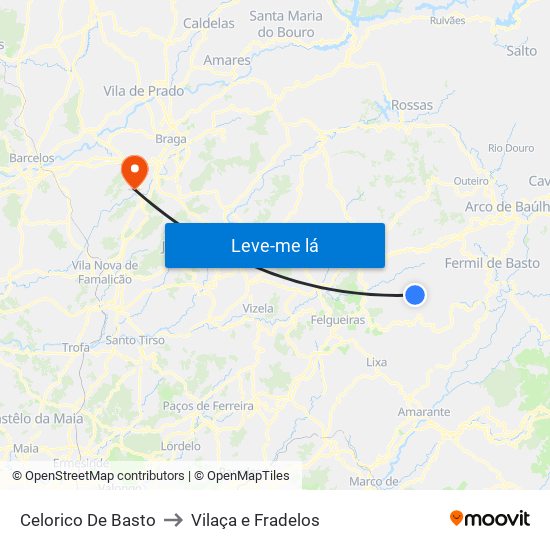 Celorico De Basto to Vilaça e Fradelos map
