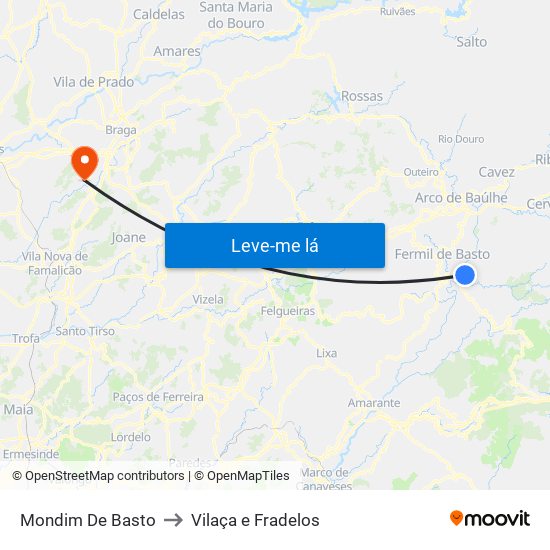 Mondim De Basto to Vilaça e Fradelos map