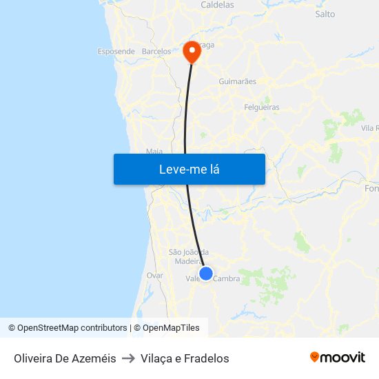 Oliveira De Azeméis to Vilaça e Fradelos map