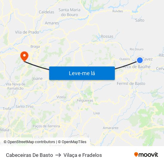 Cabeceiras De Basto to Vilaça e Fradelos map