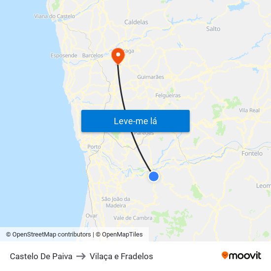 Castelo De Paiva to Vilaça e Fradelos map