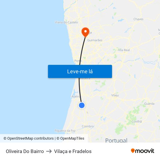 Oliveira Do Bairro to Vilaça e Fradelos map