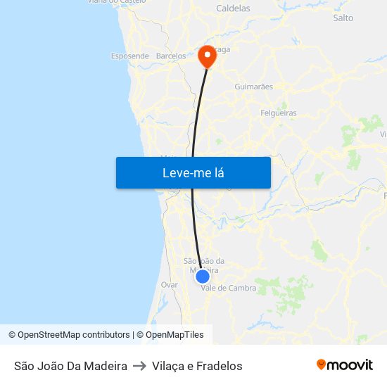 São João Da Madeira to Vilaça e Fradelos map