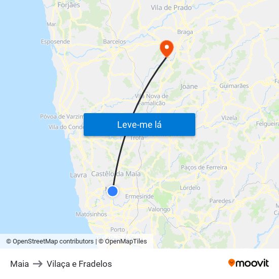 Maia to Vilaça e Fradelos map