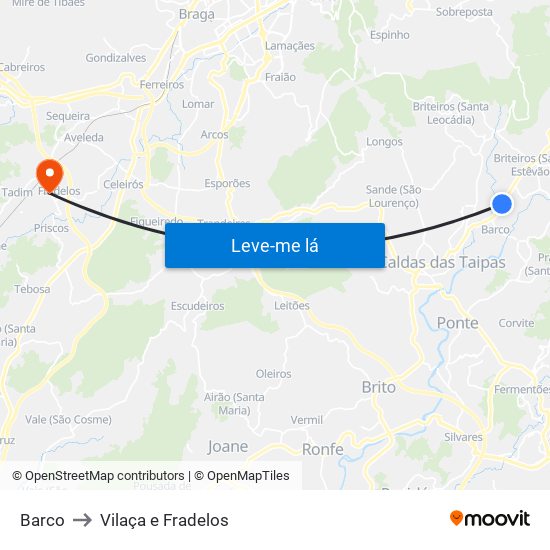Barco to Vilaça e Fradelos map