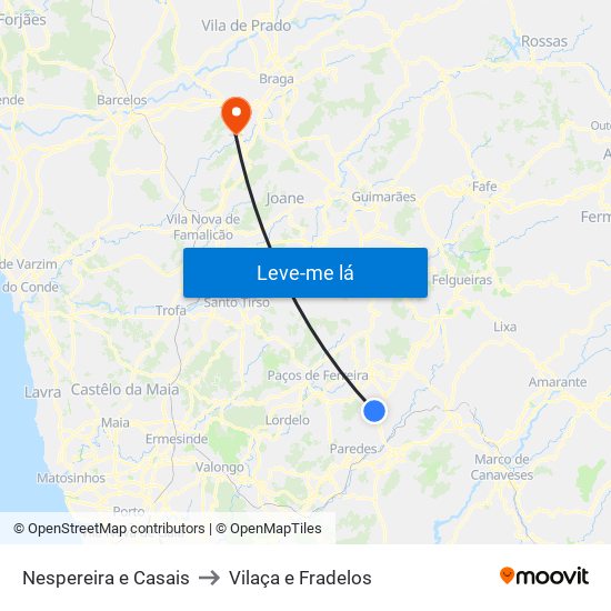 Nespereira e Casais to Vilaça e Fradelos map