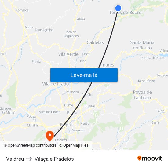 Valdreu to Vilaça e Fradelos map