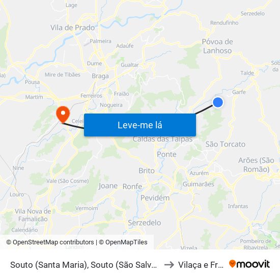Souto (Santa Maria), Souto (São Salvador) e Gondomar to Vilaça e Fradelos map