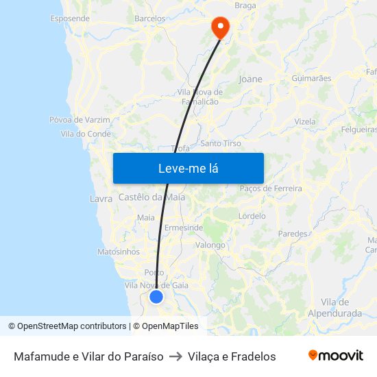 Mafamude e Vilar do Paraíso to Vilaça e Fradelos map