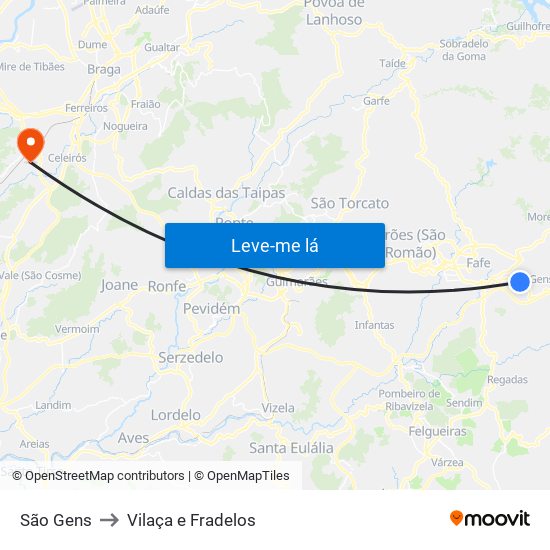 São Gens to Vilaça e Fradelos map