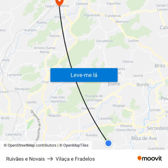 Ruivães e Novais to Vilaça e Fradelos map