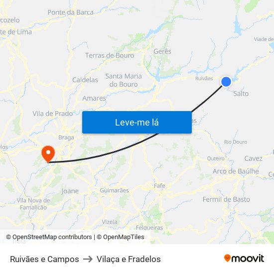 Ruivães e Campos to Vilaça e Fradelos map