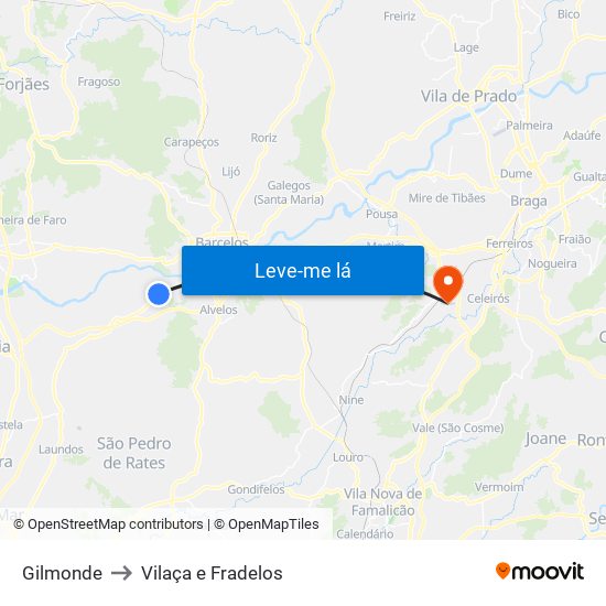 Gilmonde to Vilaça e Fradelos map