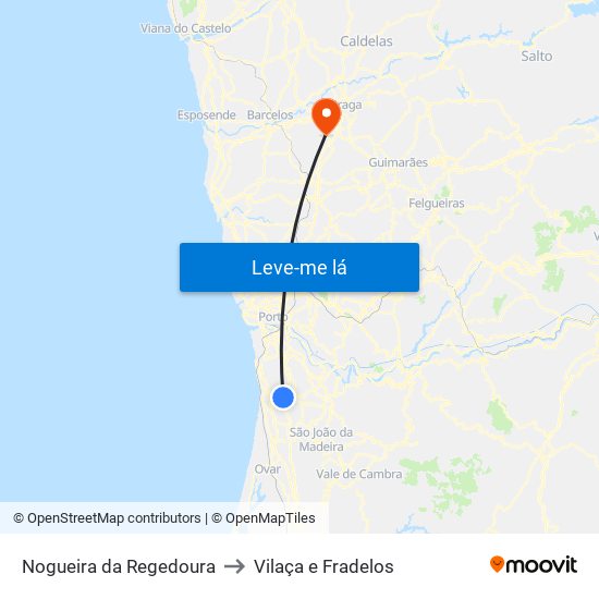 Nogueira da Regedoura to Vilaça e Fradelos map