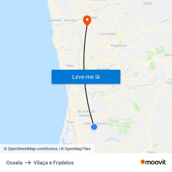 Ossela to Vilaça e Fradelos map