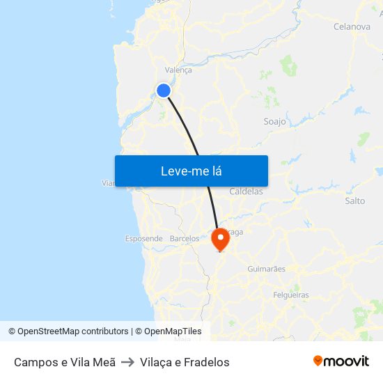 Campos e Vila Meã to Vilaça e Fradelos map