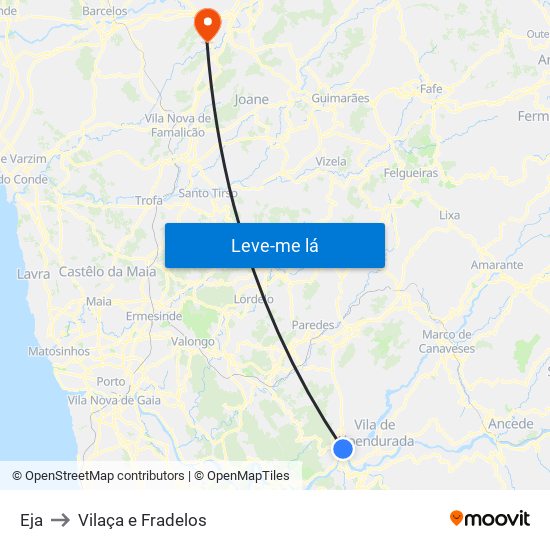 Eja to Vilaça e Fradelos map
