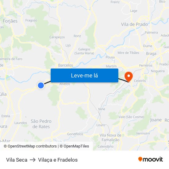 Vila Seca to Vilaça e Fradelos map