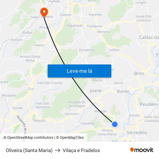 Oliveira (Santa Maria) to Vilaça e Fradelos map