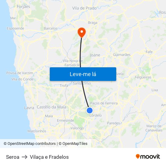 Seroa to Vilaça e Fradelos map