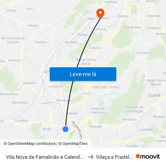 Vila Nova de Famalicão e Calendário to Vilaça e Fradelos map