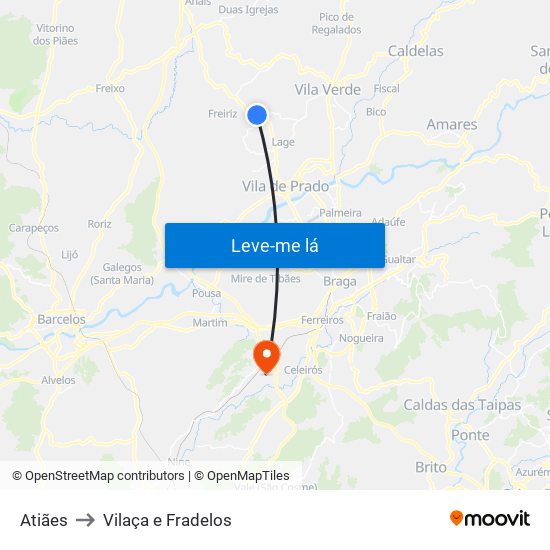 Atiães to Vilaça e Fradelos map