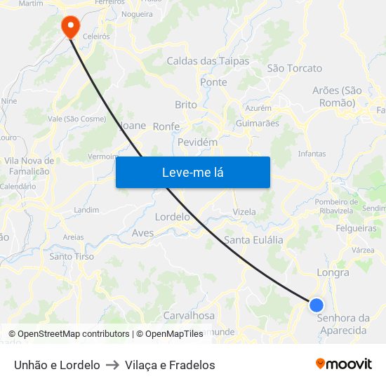 Unhão e Lordelo to Vilaça e Fradelos map