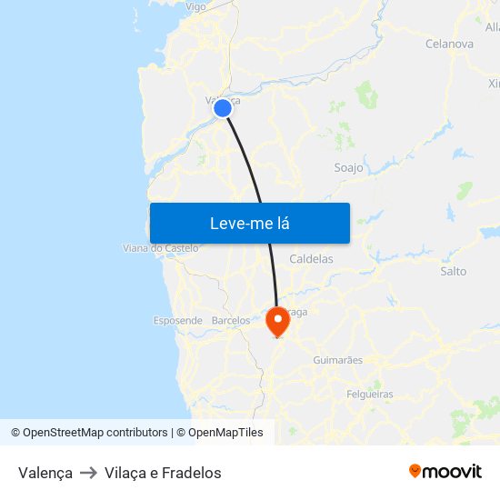 Valença to Vilaça e Fradelos map