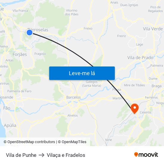 Vila de Punhe to Vilaça e Fradelos map