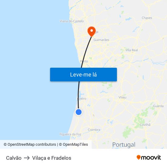 Calvão to Vilaça e Fradelos map