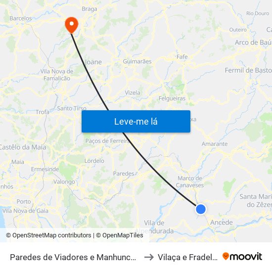 Paredes de Viadores e Manhuncelos to Vilaça e Fradelos map
