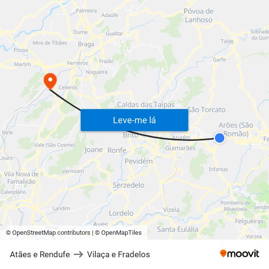 Atães e Rendufe to Vilaça e Fradelos map