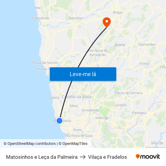 Matosinhos e Leça da Palmeira to Vilaça e Fradelos map