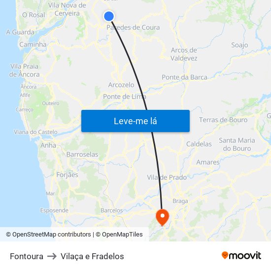 Fontoura to Vilaça e Fradelos map
