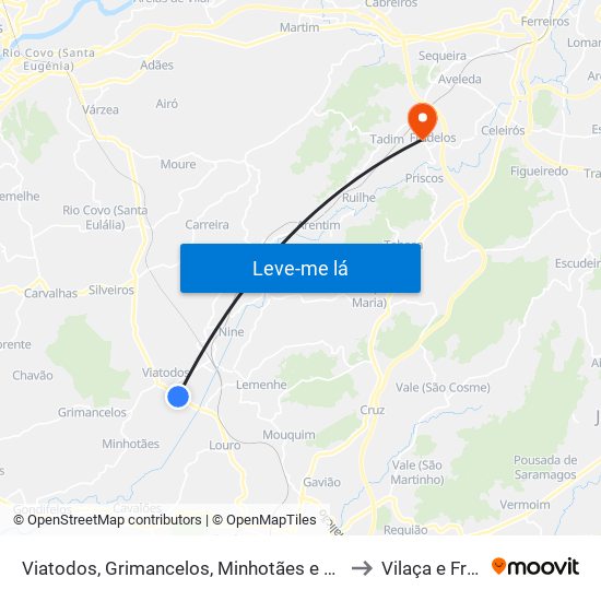 Viatodos, Grimancelos, Minhotães e Monte de Fralães to Vilaça e Fradelos map