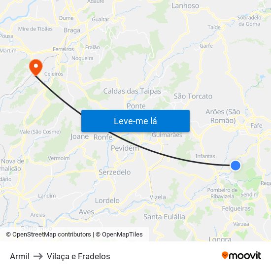 Armil to Vilaça e Fradelos map