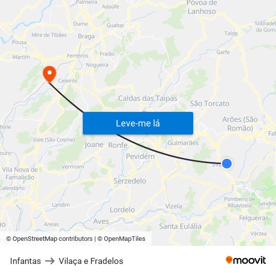 Infantas to Vilaça e Fradelos map