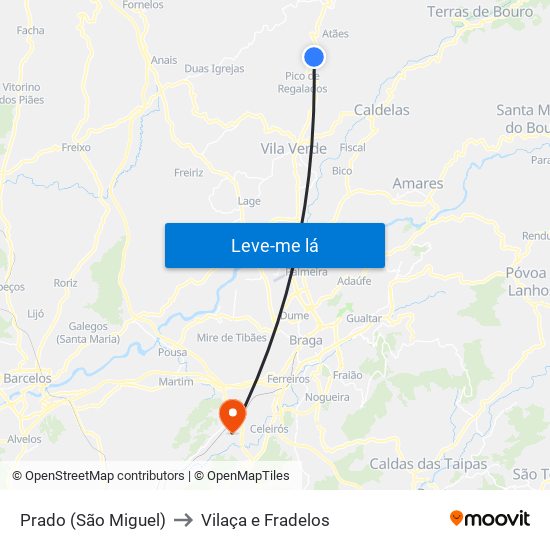 Prado (São Miguel) to Vilaça e Fradelos map