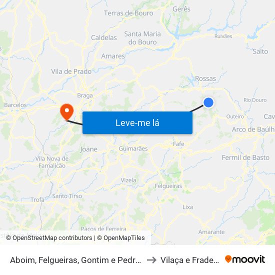 Aboim, Felgueiras, Gontim e Pedraído to Vilaça e Fradelos map