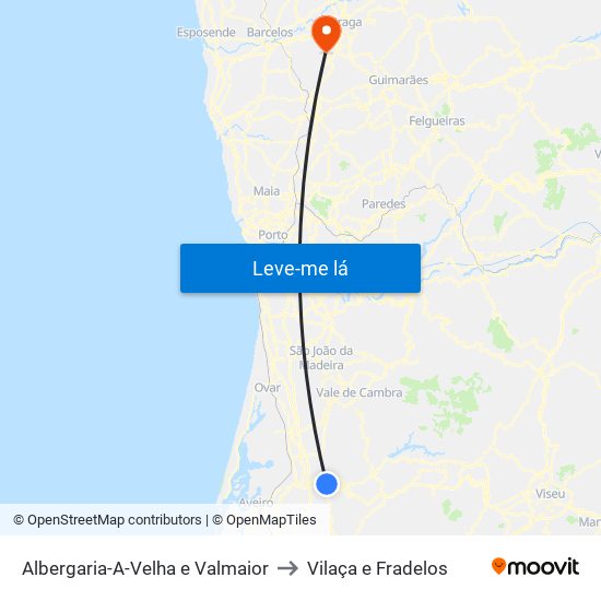 Albergaria-A-Velha e Valmaior to Vilaça e Fradelos map