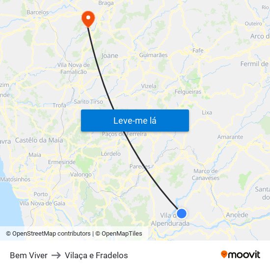 Bem Viver to Vilaça e Fradelos map