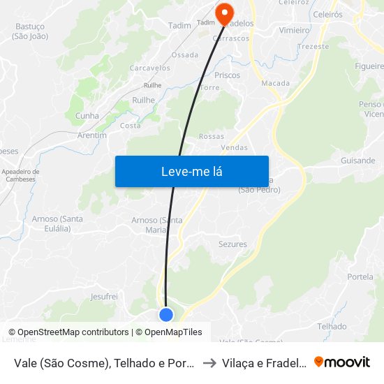 Vale (São Cosme), Telhado e Portela to Vilaça e Fradelos map