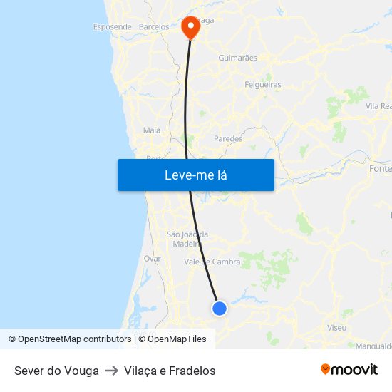 Sever do Vouga to Vilaça e Fradelos map