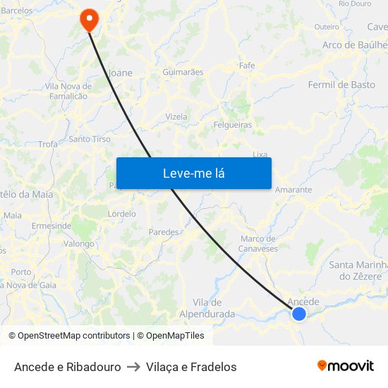 Ancede e Ribadouro to Vilaça e Fradelos map