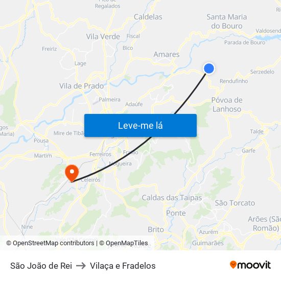 São João de Rei to Vilaça e Fradelos map
