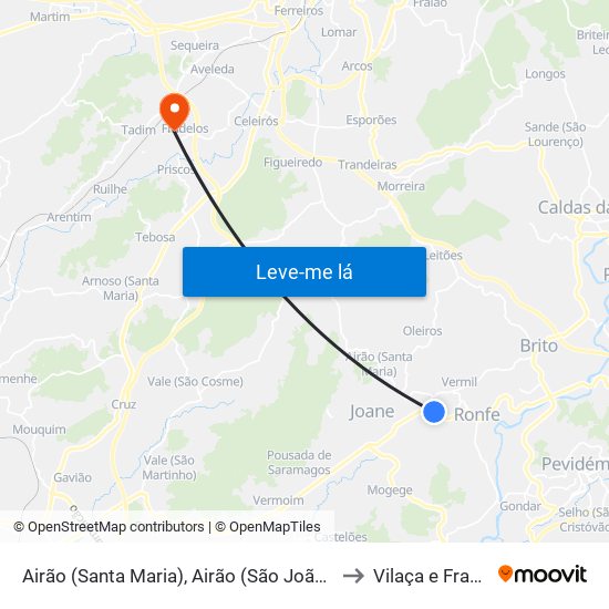 Airão (Santa Maria), Airão (São João) e Vermil to Vilaça e Fradelos map