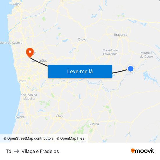 Tó to Vilaça e Fradelos map