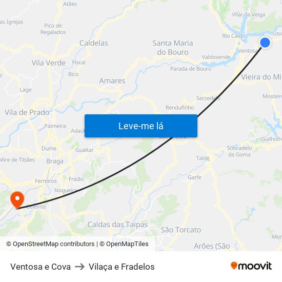 Ventosa e Cova to Vilaça e Fradelos map