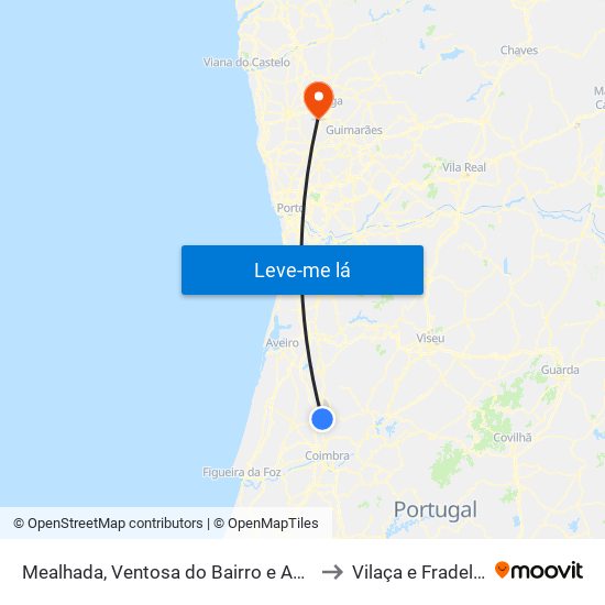 Mealhada, Ventosa do Bairro e Antes to Vilaça e Fradelos map