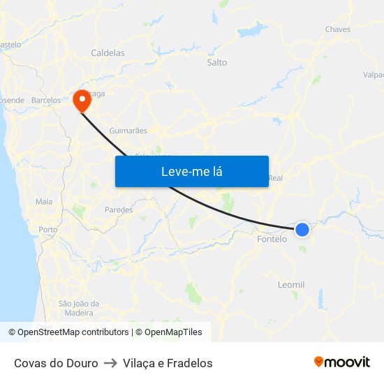 Covas do Douro to Vilaça e Fradelos map